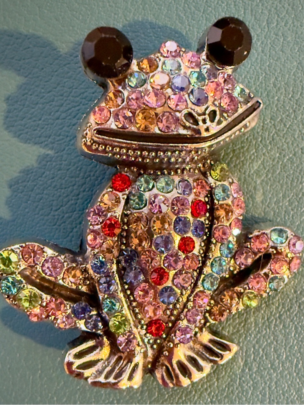 Multi-Color Crystal Frog Pin Brooch - Lapel Pin
